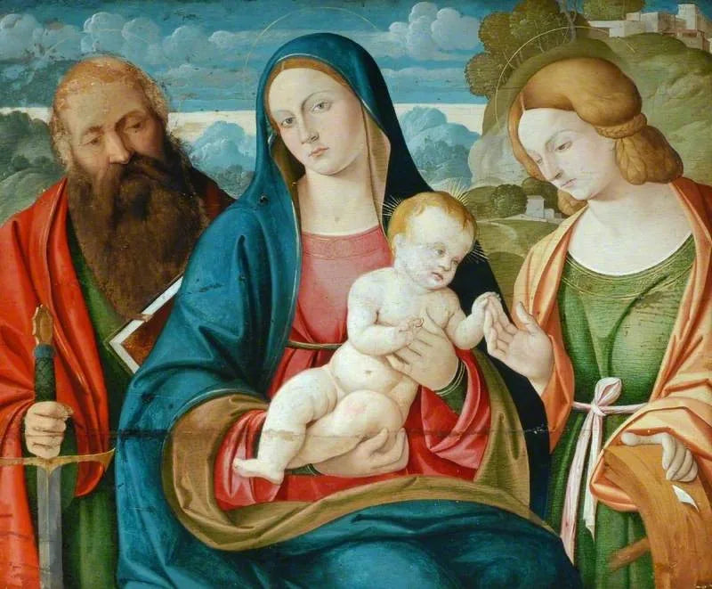 İsa Çocuk ve Aziz Paul ile Aziz Catherine ile Meryem Ana - Giovanni Bellini