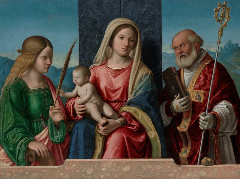 Cima da Conegliano ile Meryem Ana ve Çocuk, Aziz Catherine ve Aziz Nikolaus