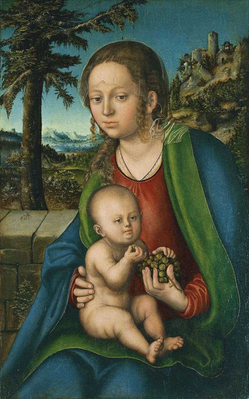 İsa ve Meryem Ana, Üzümlü Salkım ile - Lucas Cranach the Elder