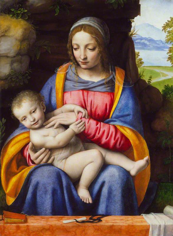 İsa ve Meryem Ana, Bir Manzara İçinde - Bernardino Luini