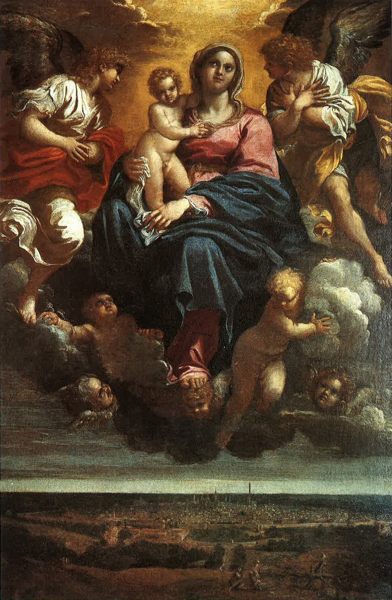 Bologna şehrinde yücelmiş Meryem Ana ve Çocuk - Annibale Carracci