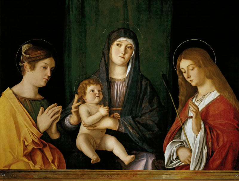 İki Aziz Arasında Çocuk İsa ve Meryem Ana - Giovanni Bellini