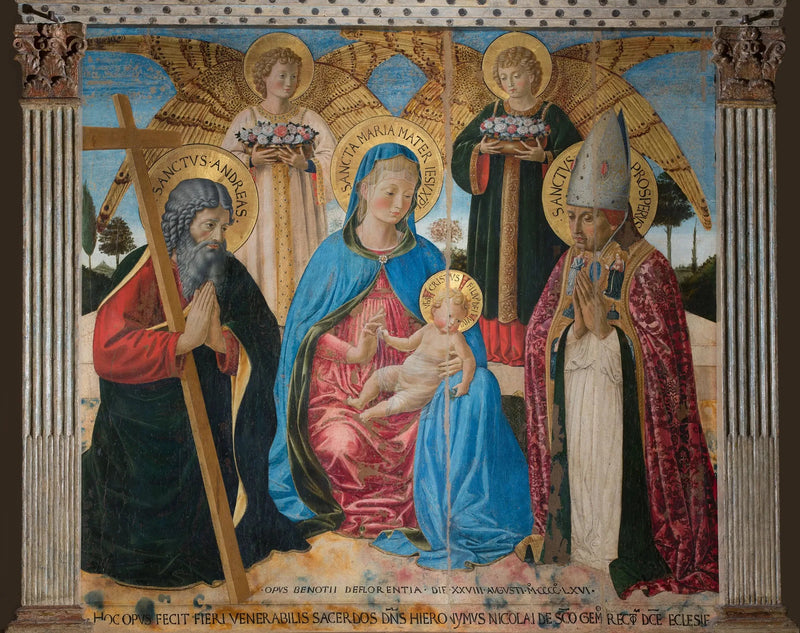 İsa ve Çocuk Meryem, Aziz Andreas ve Aziz Prosper arasında - Benozzo Gozzoli