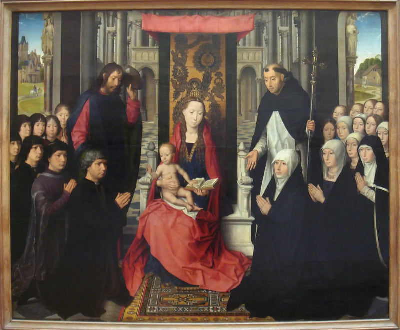 İsa Çocuk ve Aziz Yakup ile Aziz Dominic Arasında Meryem - Hans Memling