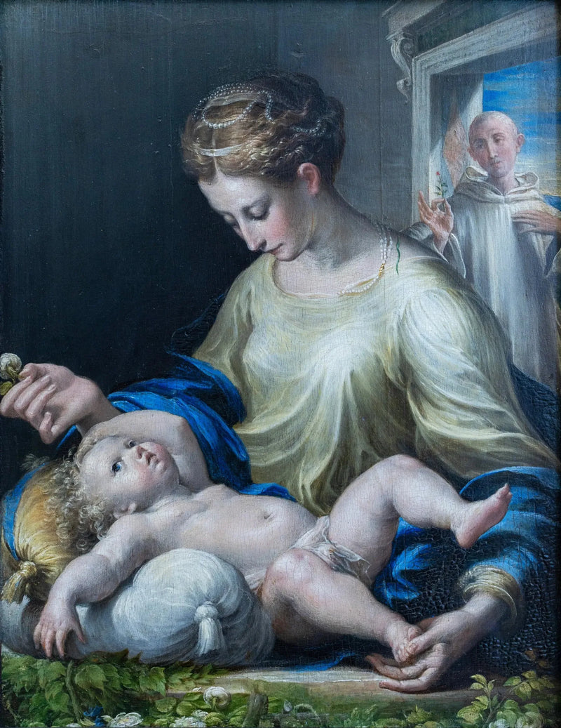 İsa ve Çocuk Meryem ile Bir Keşiş - Parmigianino - Parmigianino