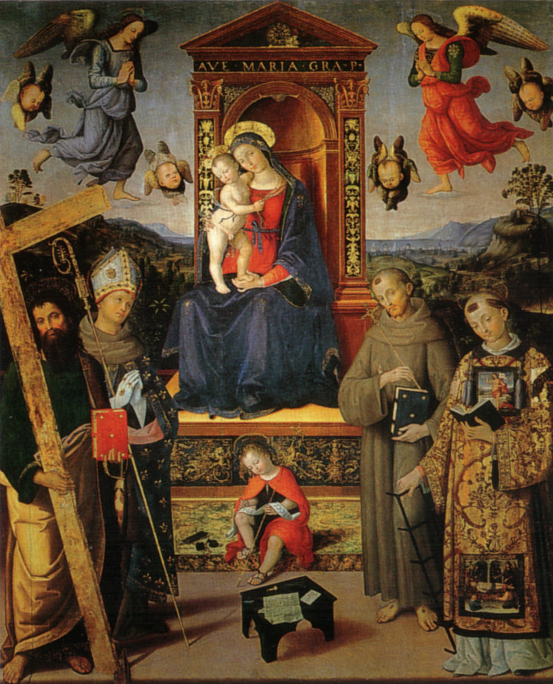 Meryem Ana ve Çocuk, Azizlerle Tahtta - Pinturicchio