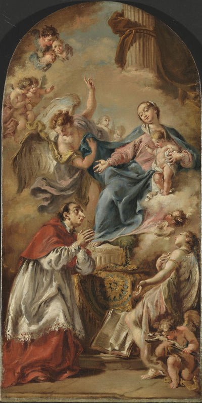 La Vierge à l’Enfant adorée par saint Charles Borromée - Giovanni Battista Pittoni - Alpha Reproduction