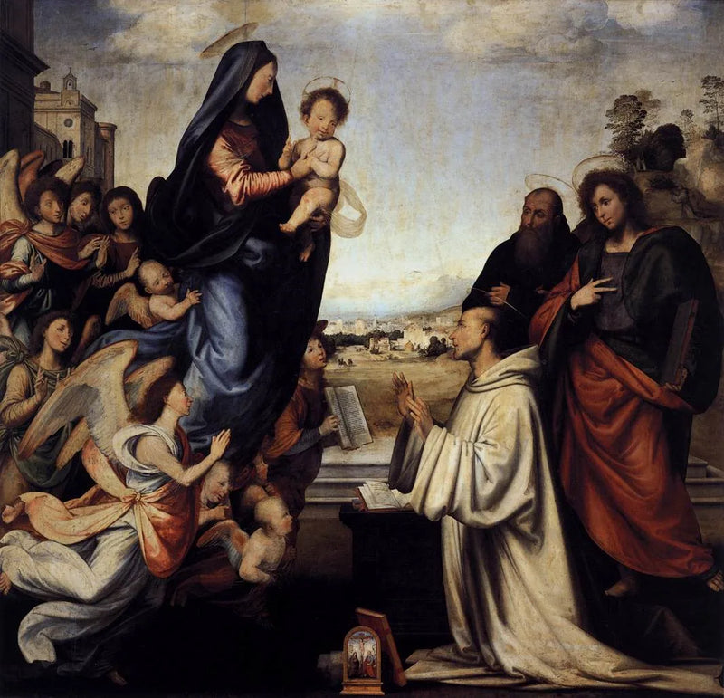 Bakire, Saint-Bernard'a görünüyor, - Fra Bartolomeo