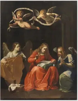 İşte Virgin dikiş yaparken veya Müjdeleme Meryem - Guido Reni