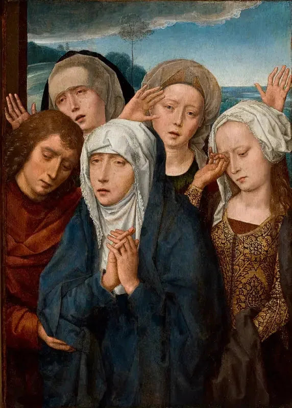 Mourning Virgin with Saint John and the Pious Women of Galilee - Hans Memling