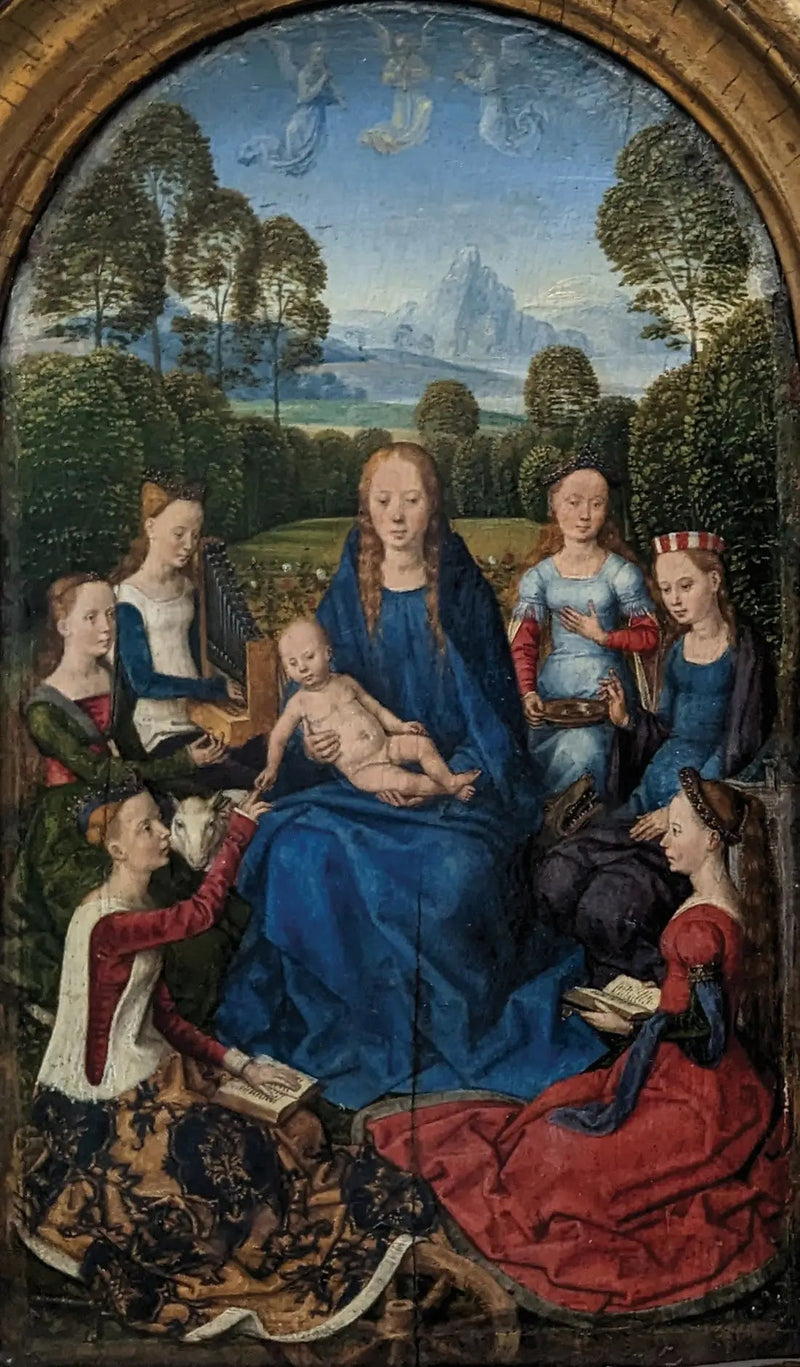 Bakire ve Çocuk, Azizlerle Çevrili - Hans Memling