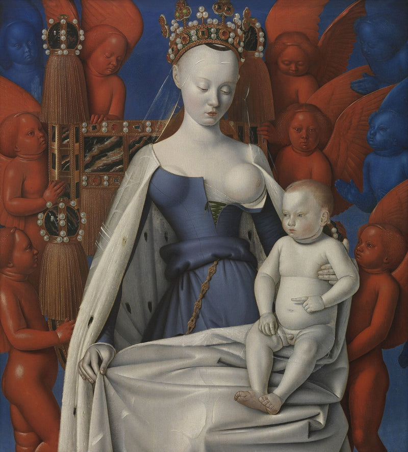 Bakire ve Çocuk Meleklere Çevrelenmiş - Jean Fouquet