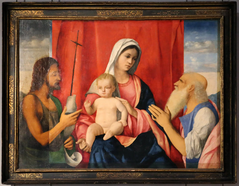 Bakire ve Çocuk, Aziz Yahya ve Aziz Jerome arasında - Giovanni Bellini