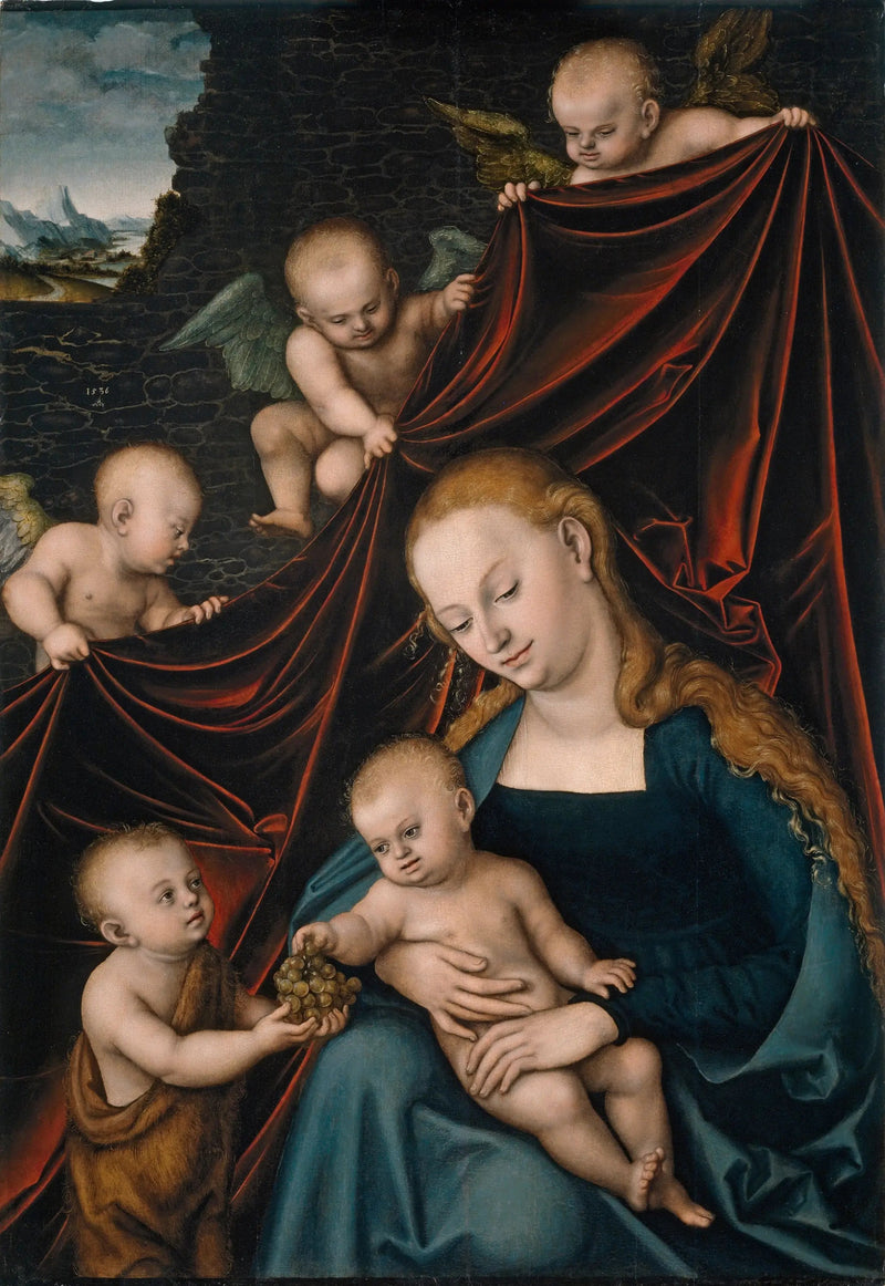 Bakire ve Çocuk, Aziz John ve Melekler - Lucas Cranach the Elder