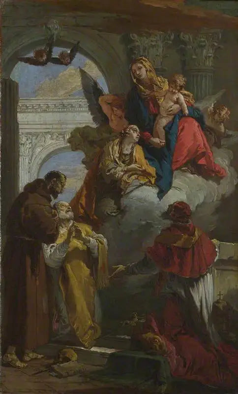 Bakire ve Çocuk, Azizler Grubuna Görünürken - Giovanni Battista Tiepolo