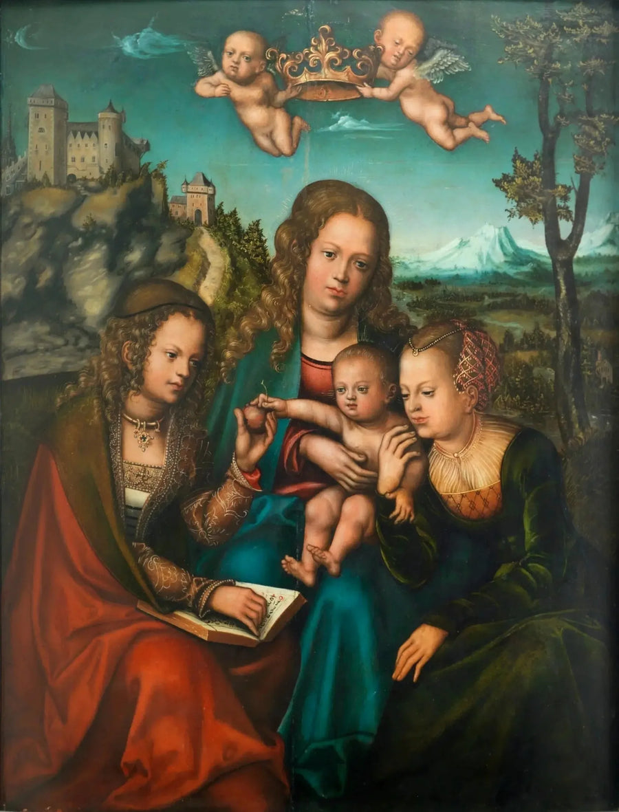 İki azizeyle çevrili Meryem - Lucas Cranach the Elder