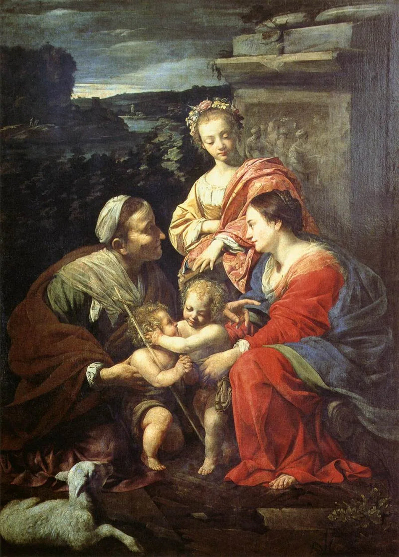 Bakire Meryem ve Çocuk İsa, Aziz Elisabet, Aziz Yahya Baptist ve Aziz Catherine ile - Simon Vouet