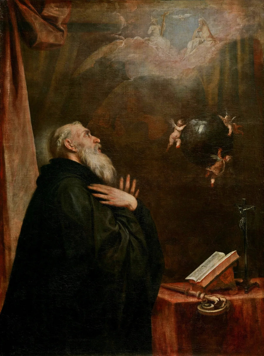 Saint Benoît'e Göre Küre ve Üç Meleğin Vizyonu - Alonso Cano