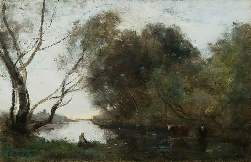 Lac : Gün batımı - Jean-Baptiste Camille Corot