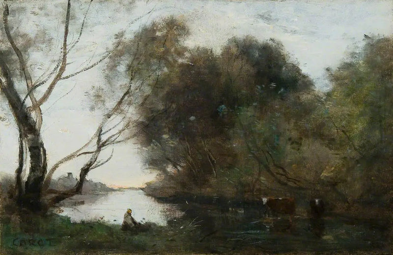 Lac : Gün batımı - Jean-Baptiste Camille Corot