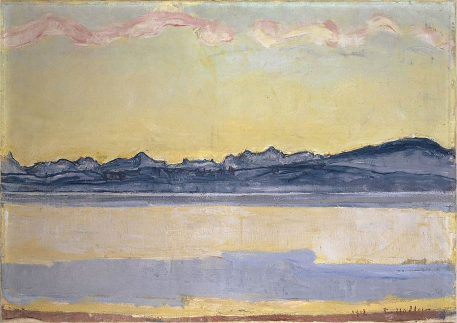 Cenevre Gölü ve Mont-Blanc sırası şafakta - Ferdinand Hodler