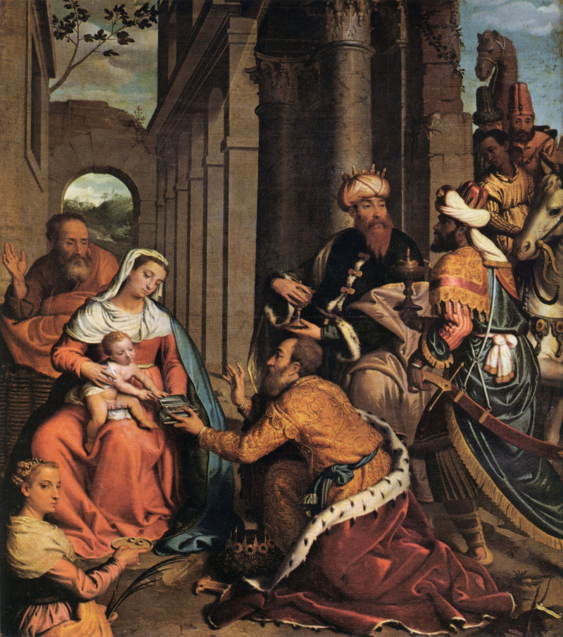 Magi'nin Tapınması ve Aziz Luka - Giovanni Battista Moroni