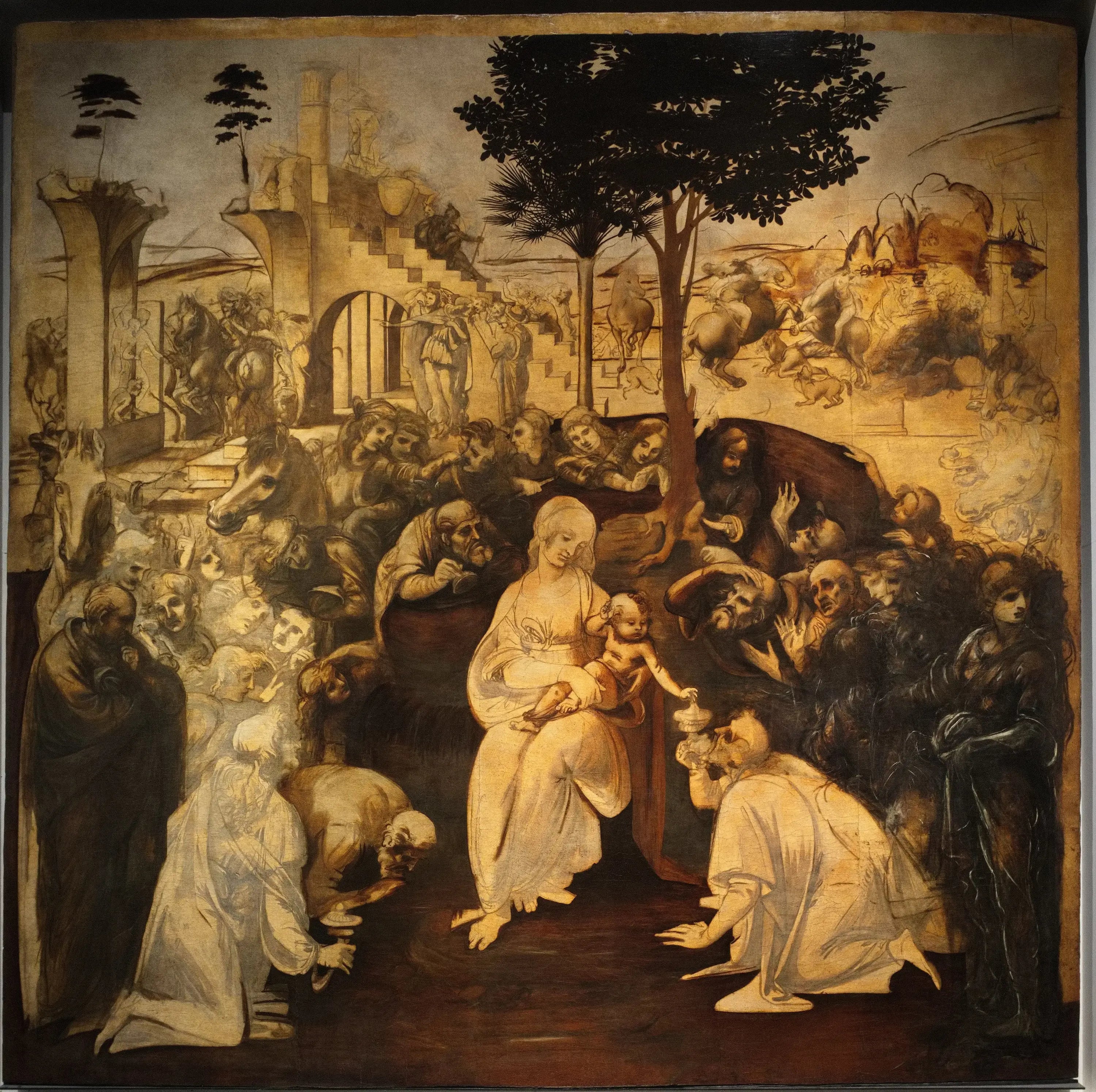 Reproduction du tableau « L'Adoration des mages - Léonard de Vinci » par Alpha Reproduction en peinture à l’huile
