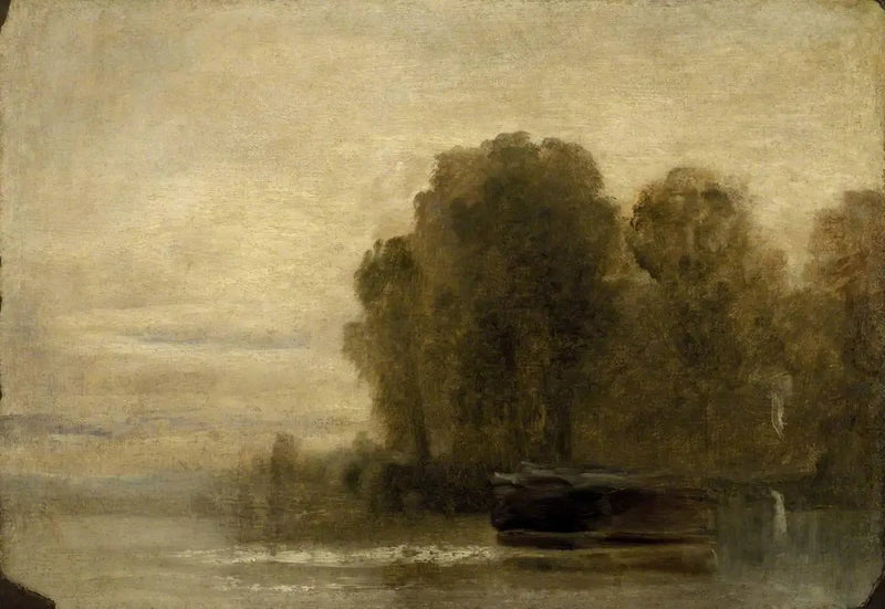 Sağdaki Ağaçlarla Göl veya Nehir - J. M. W. Turner