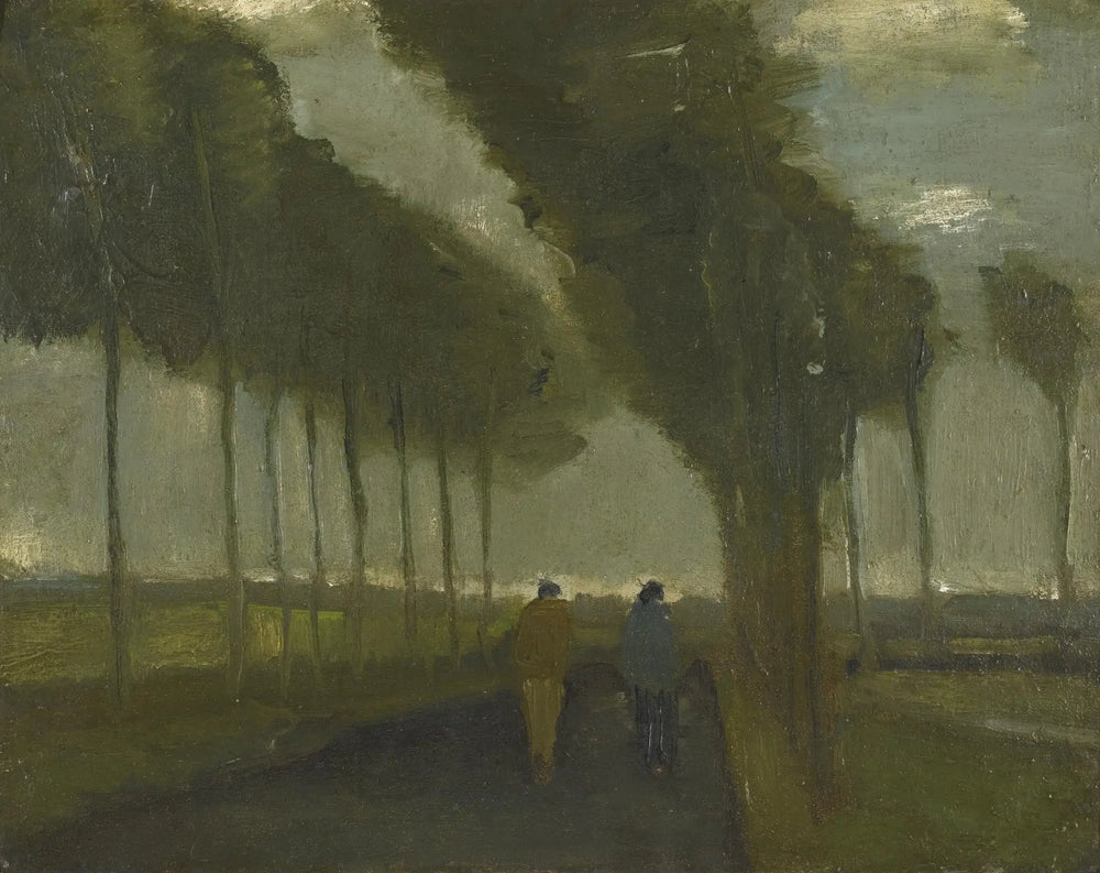 Reproduction du tableau « L'Allée aux deux promeneurs - Vincent van Gogh » par Alpha Reproduction en peinture à l’huile
