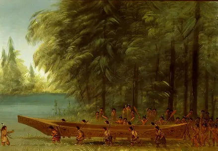 Bir kanoe başlatma - Nayas Kızılderilileri - George Catlin