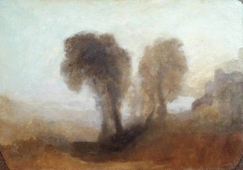Ağaçlar ve Bir Şato ile Manzara - J. M. W. Turner