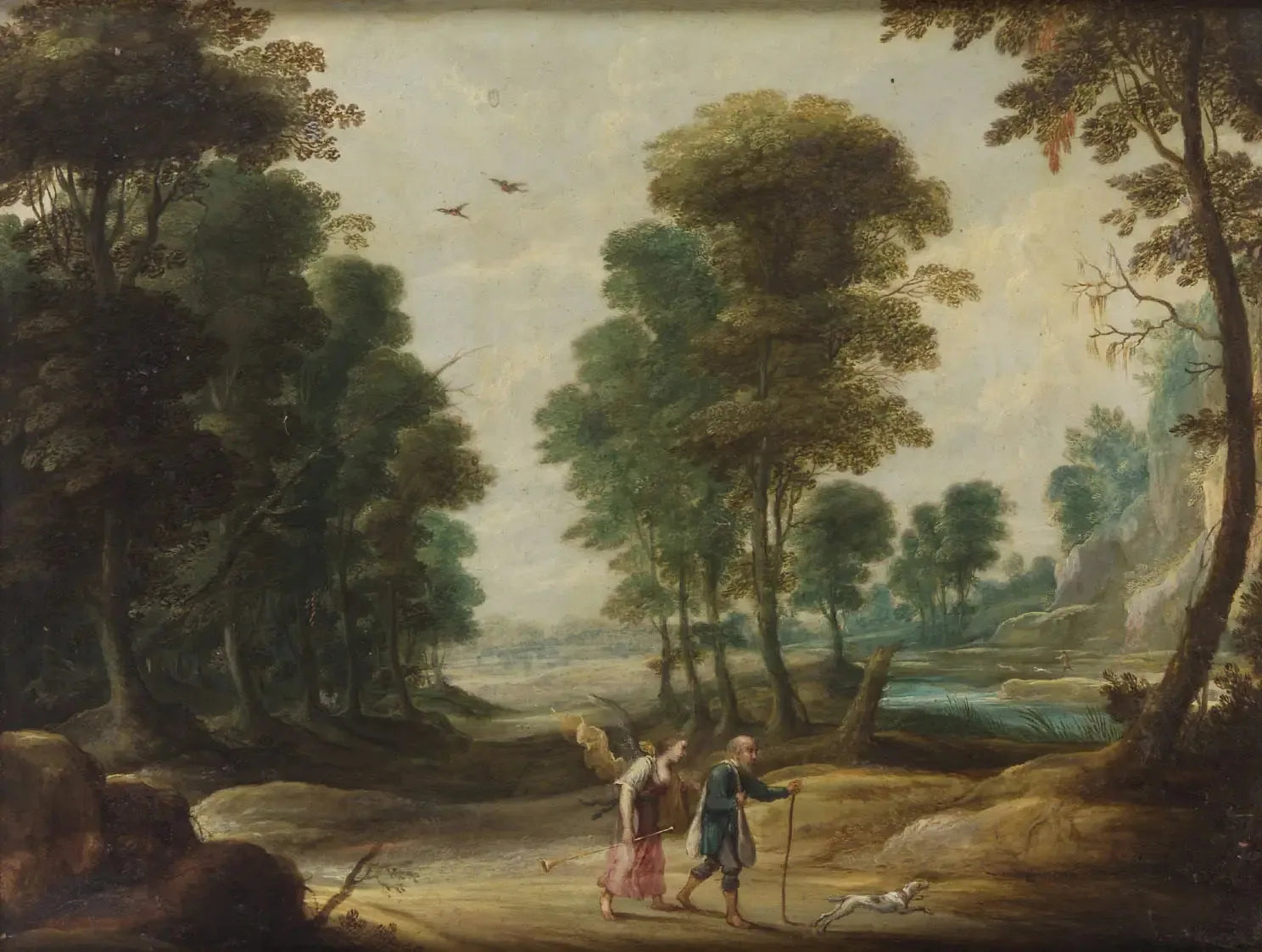 Landschaft mit wanderndem Dichter und Fama - David Teniers le Jeune image 1 reproduction artisanale de tableau