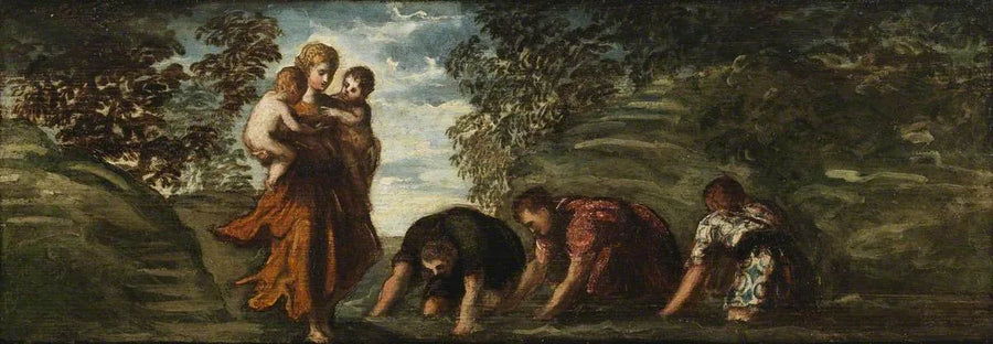 Latone, Lidyalı çiftçileri kurbağalara dönüştürüyor - Jacopo Tintoretto