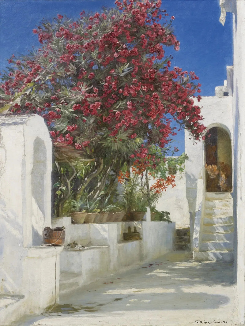 Çiçek Açan Gül Defneleri, Capri - Peder Severin Krøyer