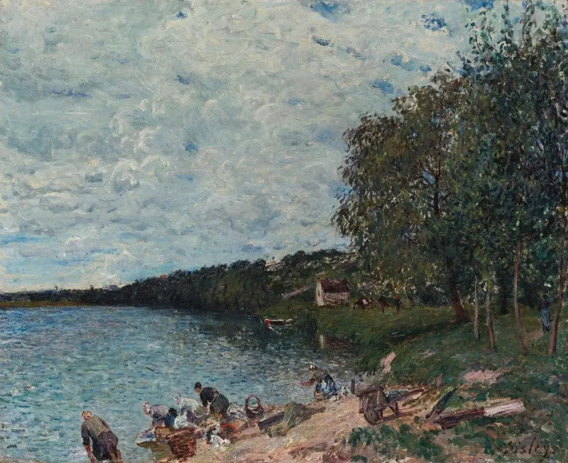 Champagne Yakınındaki Çamaşırcılar - Alfred Sisley