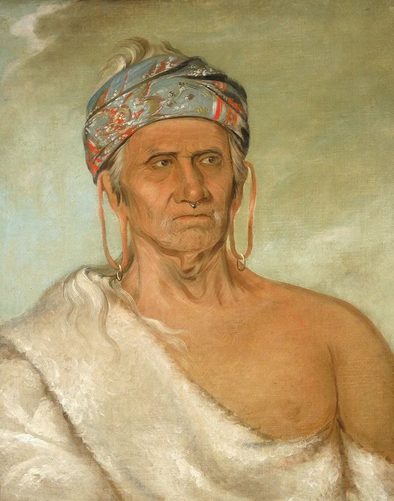 Lay-láw-she-kaw, nehir boyunca yukarı çıkan, eski bir şef - George Catlin