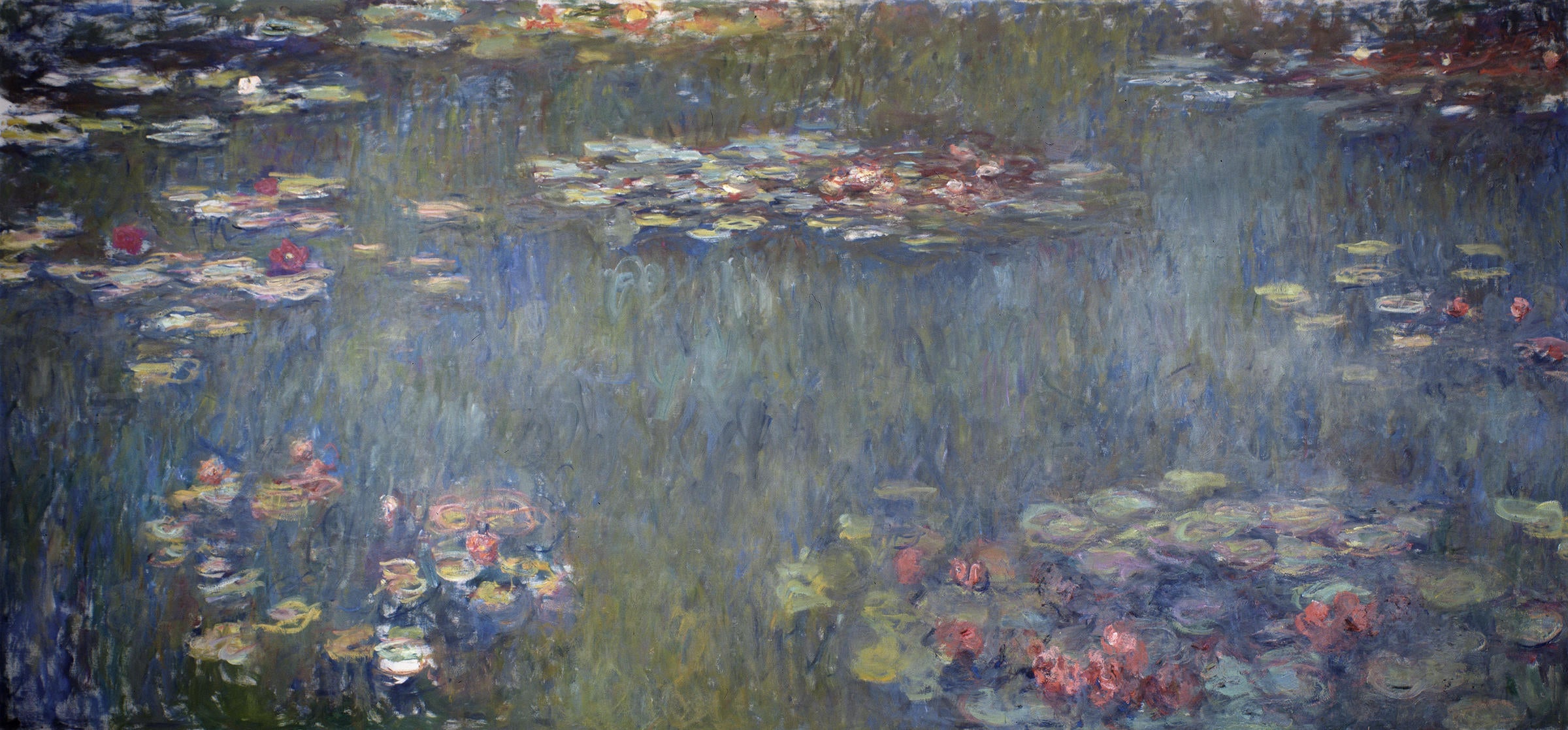 Reproduction du tableau « Le Bassin aux nymphéas, reflets verts - Claude Monet » par Alpha Reproduction en peinture à l’huile