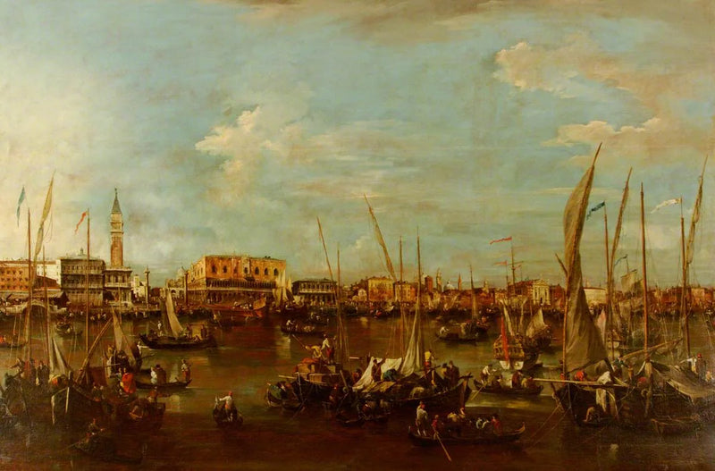 Venedik'teki Saint-Marc Havzası, Molo ve Dükler Sarayı - Francesco Guardi