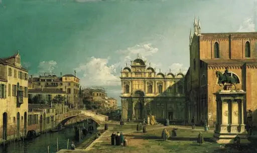 Venice, Campo Santi Giovanni e Paolo, kilisenin batı ucu ve San Marco Okulu - Canaletto