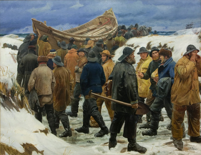 Kurtarma botu kumullar arasında kalmış - Michael Peter Ancher