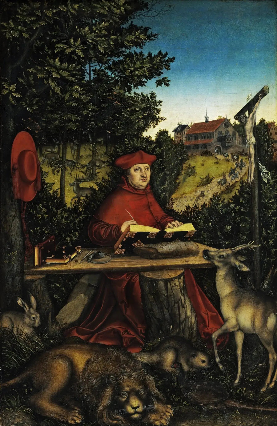 Albert de Brandenburg Kardinali (1490-1545) Saint Jerome rolünde - Lucas Cranach the Elder