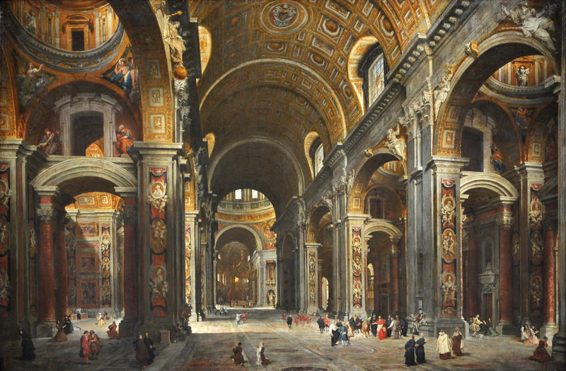 Roma'daki Saint-Pierre'yi Ziyaret Eden Kardinal Melchior de Polignac - Giovanni Paolo Panini