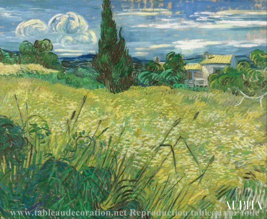 Le Champ de blé vert avec cyprès - Van Gogh - Reproductions de tableaux et peintures haut de gamme