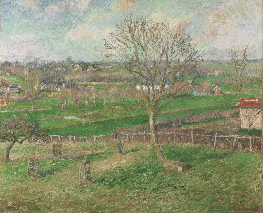 Kışta Tarla ve Büyük Ceviz, Eragny - Camille Pissarro