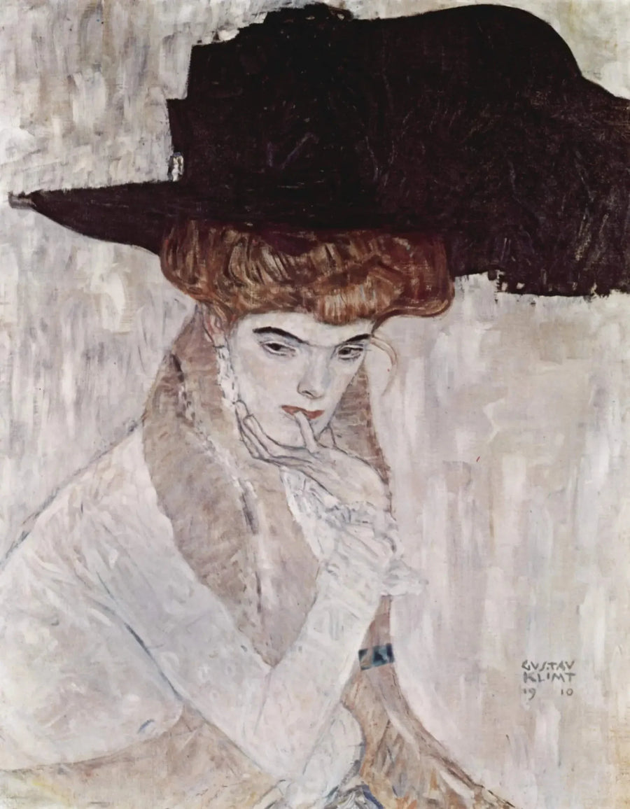 Siyah Tüy Şapka - Gustav Klimt