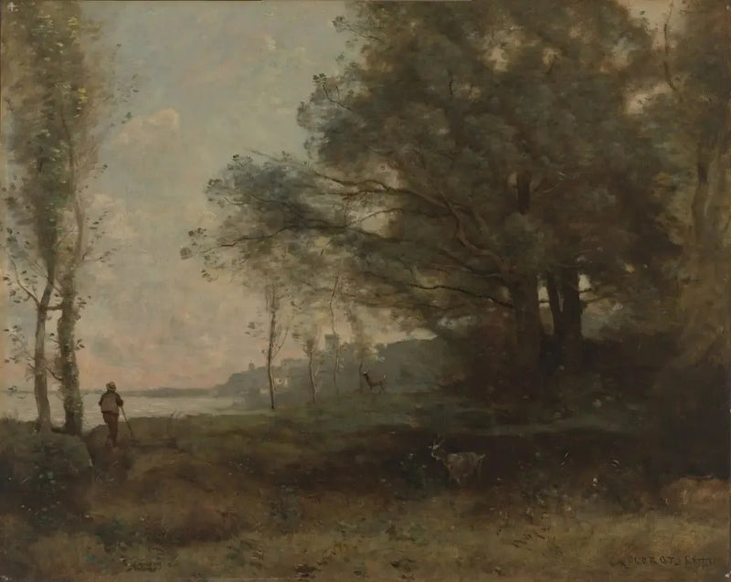Göl kenarındaki çoban - Jean-Baptiste Camille Corot