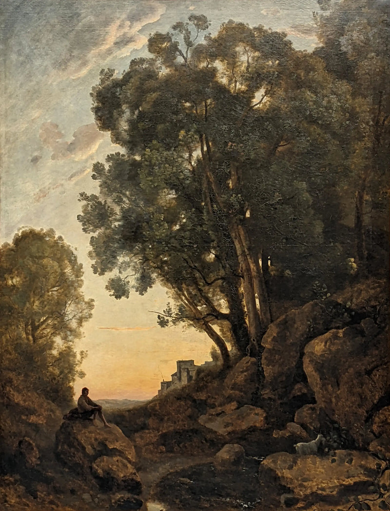İtalyan Çoban. Gün batımı etkisi - Jean-Baptiste Camille Corot