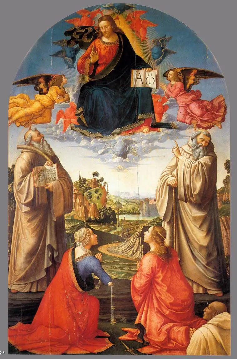İsa Mesih Gökyüzünde Dört Aziz ve Bir Bağışçı ile - Domenico Ghirlandaio