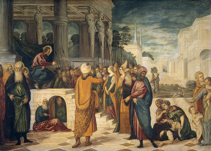 İsa Mesih ve Zinaya Karışan Kadın - Jacopo Tintoretto