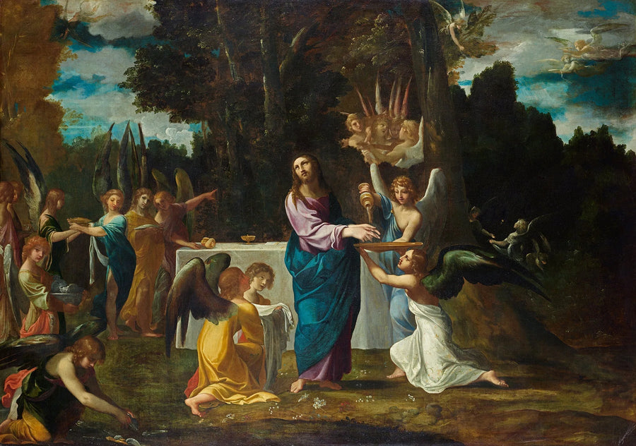 Çölde İsa, melekler tarafından hizmet edilir - Ludovico Carracci